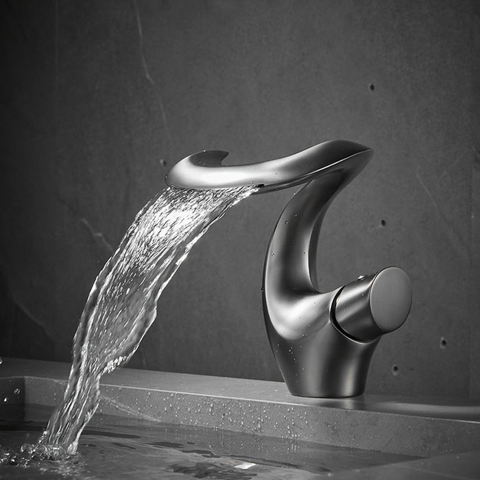 Single Handle Brass Waterfall Bathroom Faucets