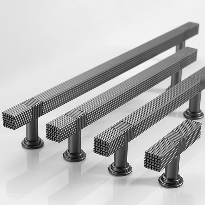 Modern Solid Thickened Zinc Alloy Square Stripe Cabinet and Drawer Handles