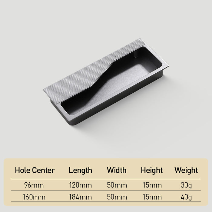 Rectangular Knurled Recessed Hidden Drawer Handles