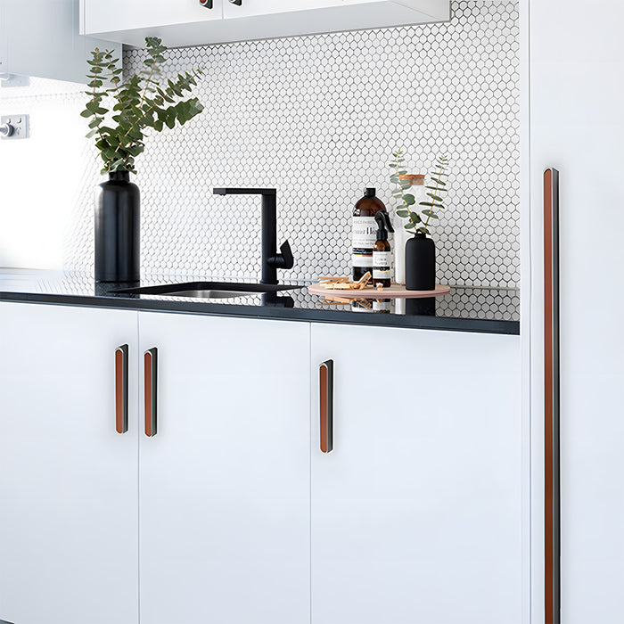Stylish Two-tone Leather Cupboard Cabinet Door Handles