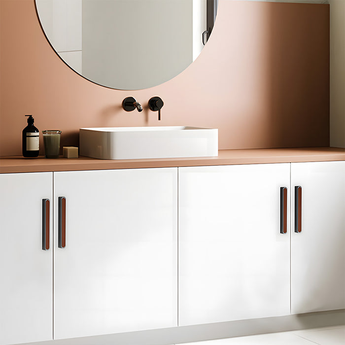 Stylish Two-tone Leather Cupboard Cabinet Door Handles