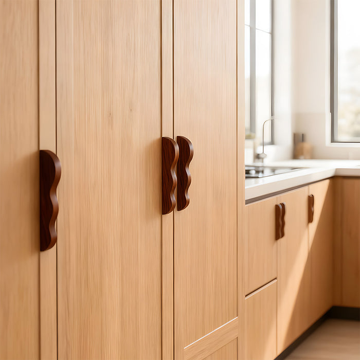 Unique Handmade Wavy Wood Cabinet Handles