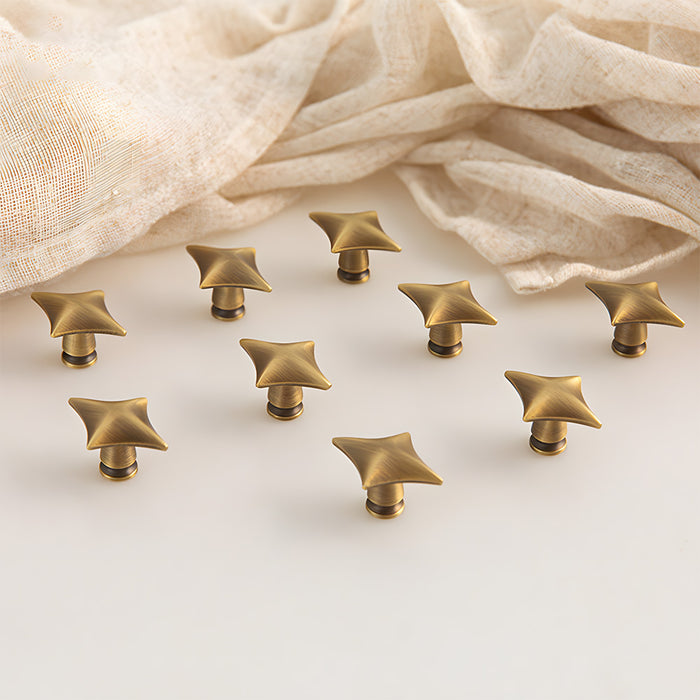 Vintage Antique Bronze Solid Brass Star Kitchen Handles & Knobs