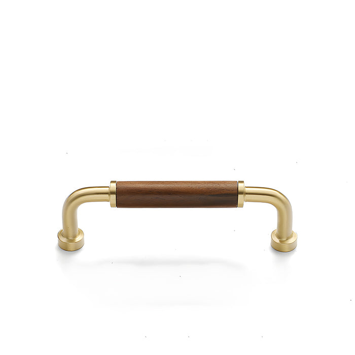 Vintage Brass and Wood Cabinet Handles For Kitchen