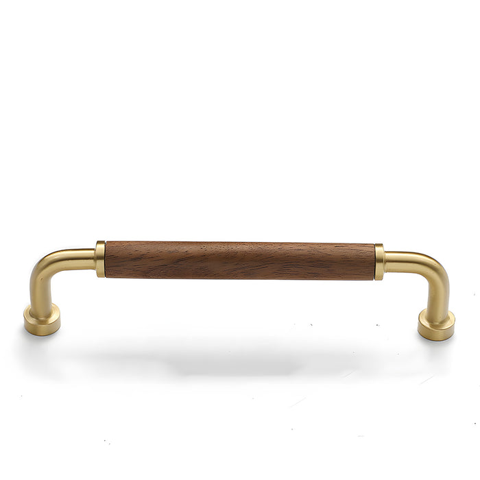 Vintage Brass and Wood Cabinet Handles For Kitchen