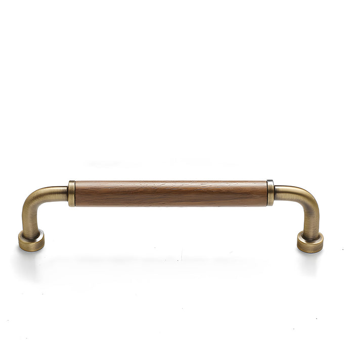 Vintage Brass and Wood Cabinet Handles For Kitchen
