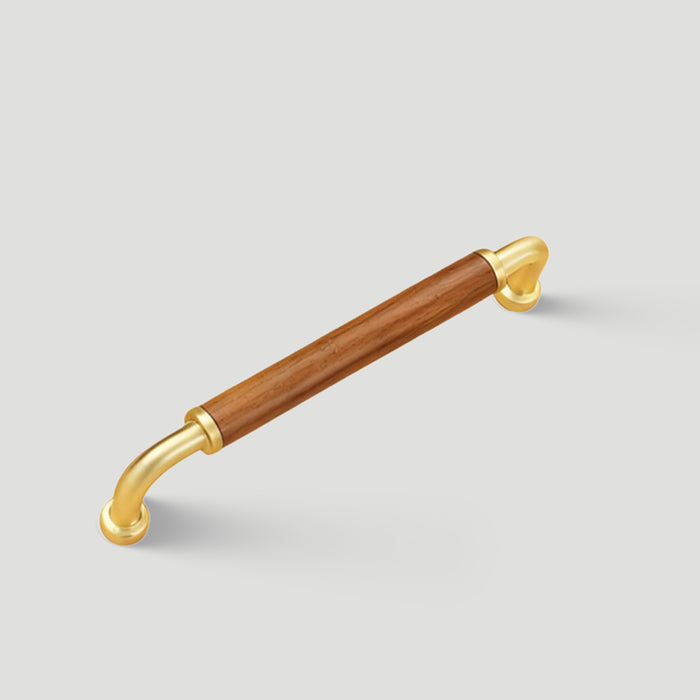 Vintage Brass and Wood Cabinet Handles For Kitchen