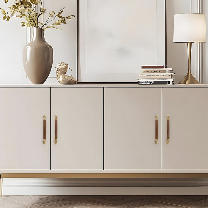 Vintage Brass and Wood Cabinet Handles For Kitchen