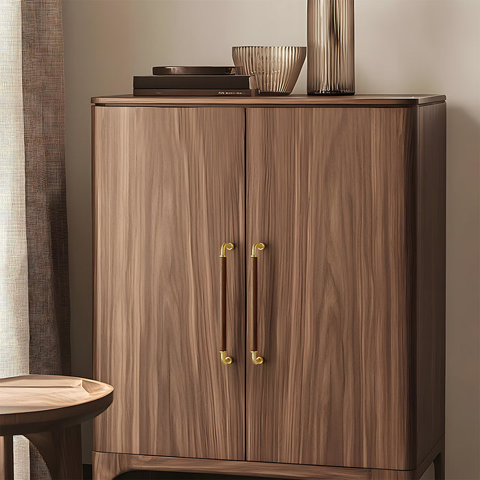 Vintage Brass and Wood Cabinet Handles For Kitchen