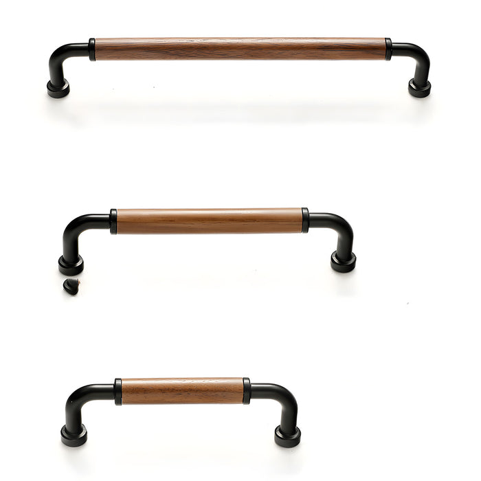 Vintage Brass and Wood Cabinet Handles For Kitchen