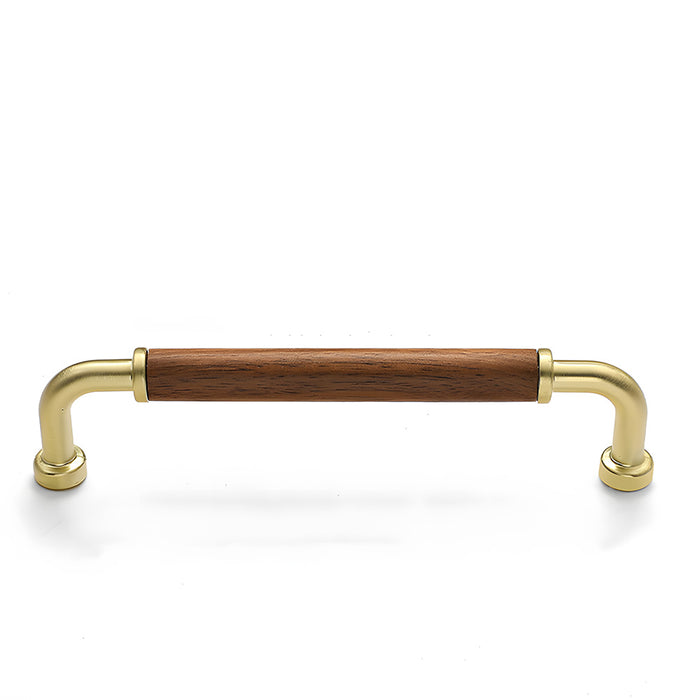 Vintage Brass and Wood Cabinet Handles For Kitchen