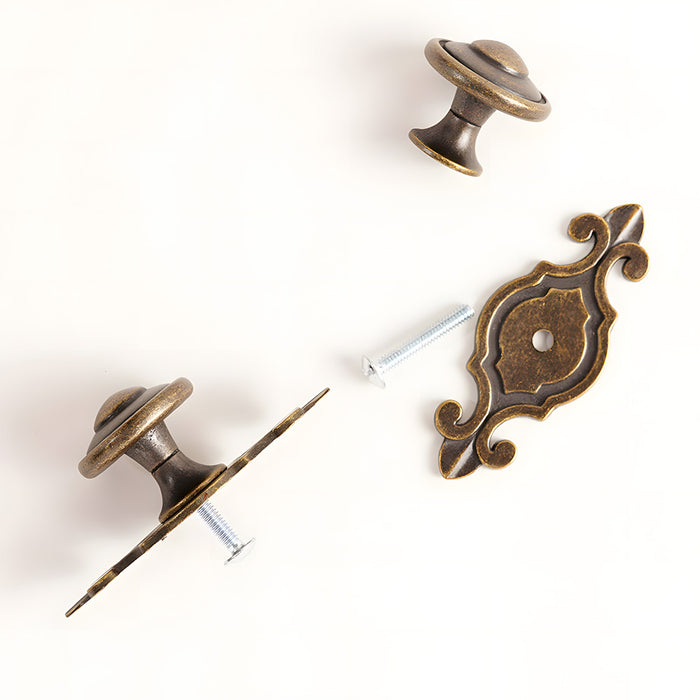 Vintage Drawer Pulls Cabinet Door Knobs with Plate