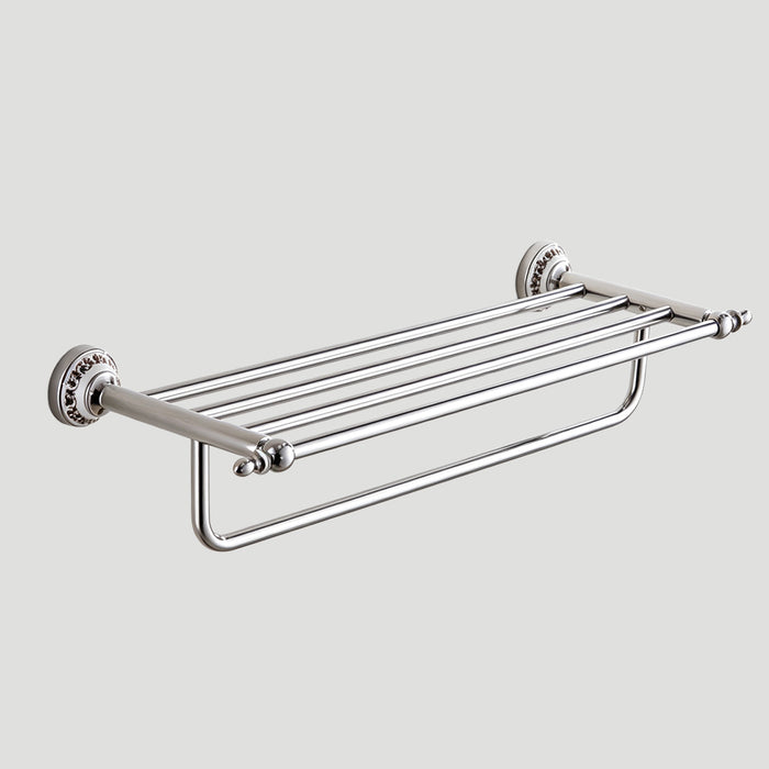 Vintage Floral Ceramic Polished Chrome Towel Rack