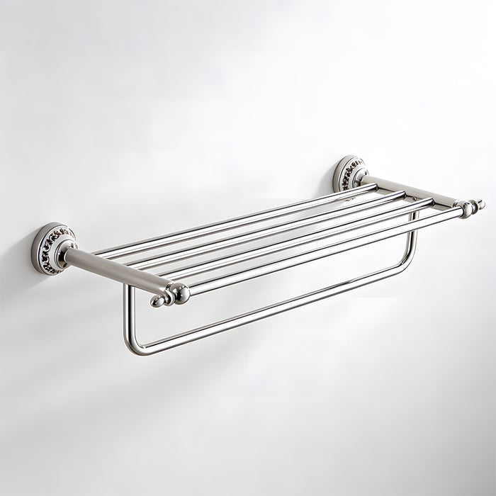 Vintage Floral Ceramic Polished Chrome Towel Rack