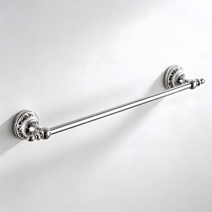 Vintage Floral Ceramic Polished Chrome Towel Rack