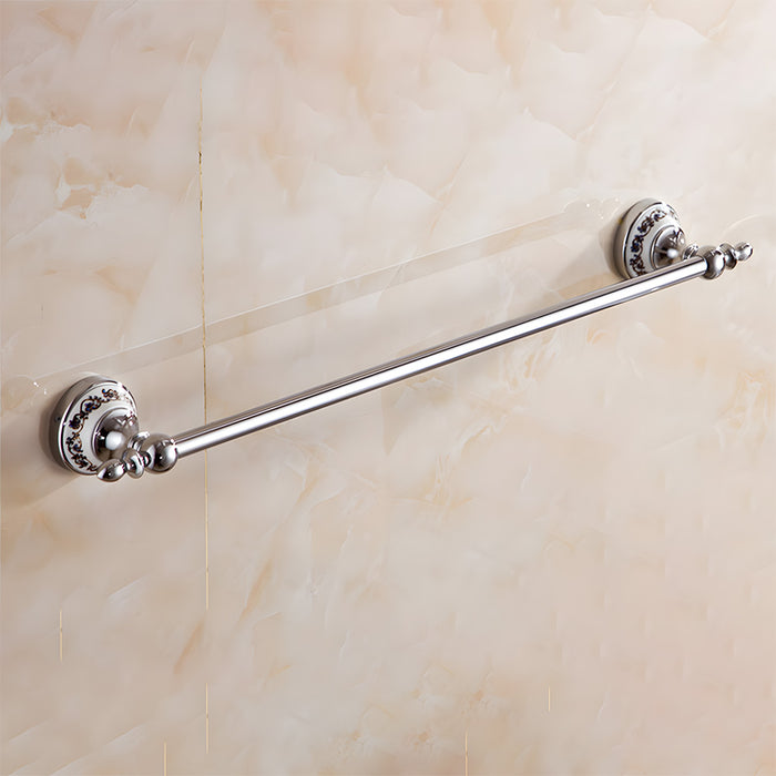 Vintage Floral Ceramic Polished Chrome Towel Rack