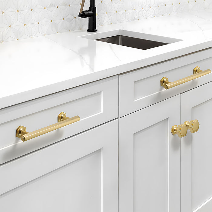 Vintage Hexagon Cabinet Pulls for Kitchen Drawers