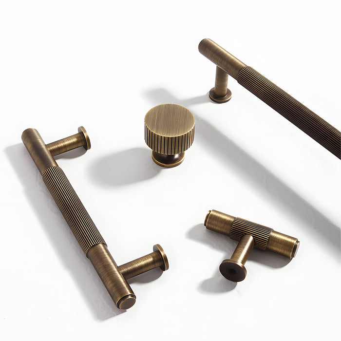 Vintage Lined Aged Bronze Brass Cabinet Pulls
