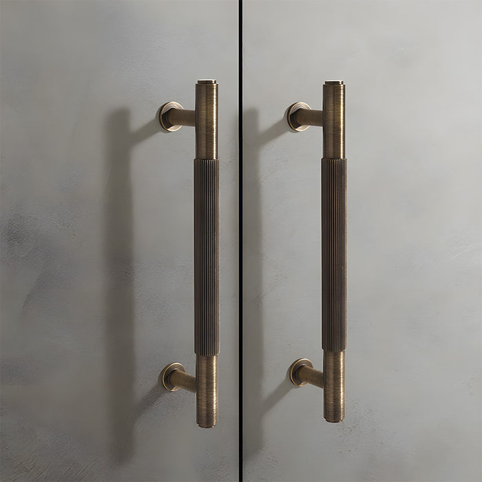 Vintage Lined Aged Bronze Brass Cabinet Pulls