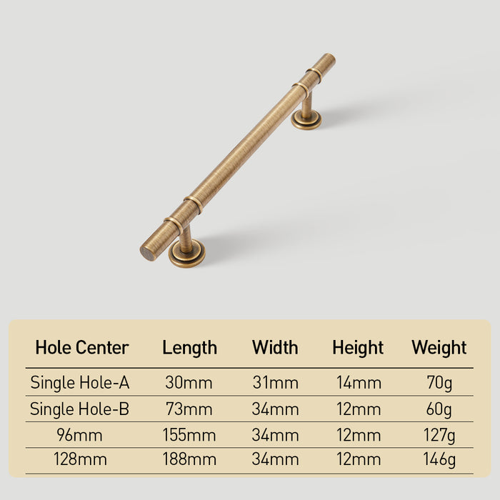 Vintage Solid Brass Kitchen Cabinet Handles