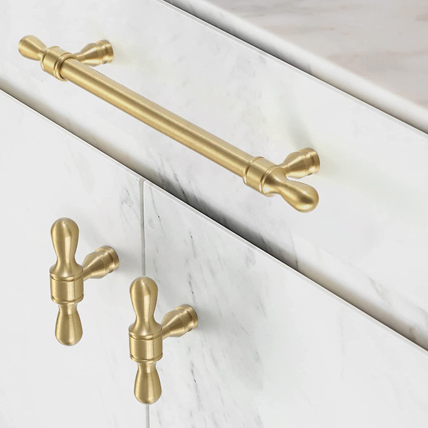 Cabinet Handles Drawer Knobs And Dresser Pulls Soild Gold Brass Solid ...
