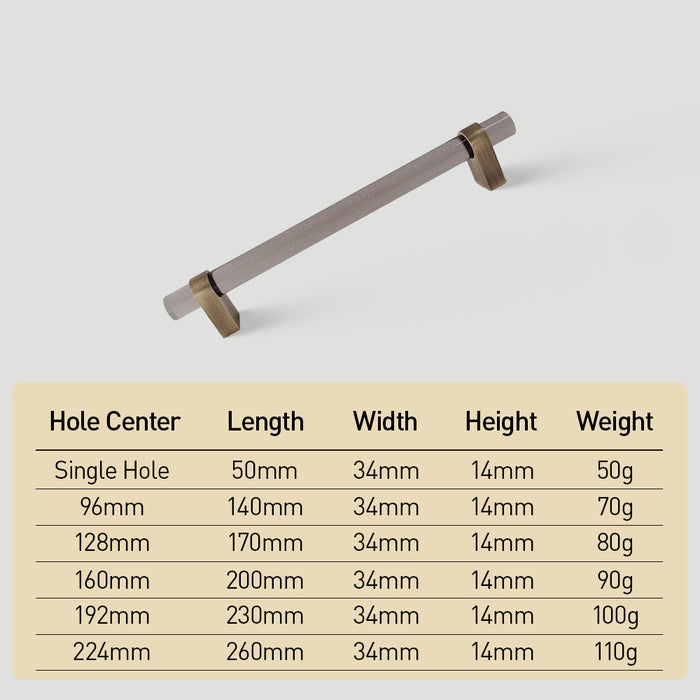 Modern Acrylic and Brass Drawer Pulls Cabinet Handles