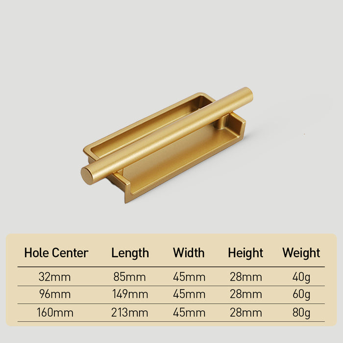 Art Deco Aluminum Alloy Recessed Door Pulls Cabinet Handles