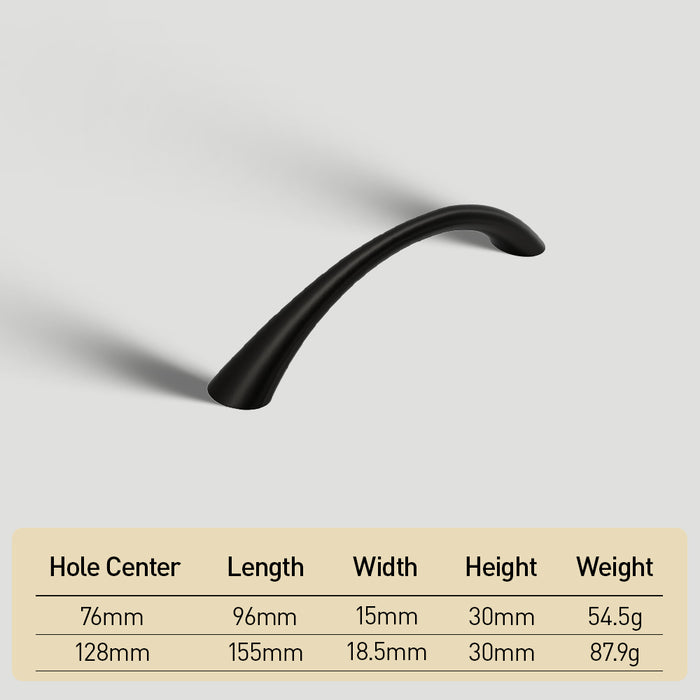 Solid Zinc Alloy Curved Cabinet Handles for Dresser Drawer