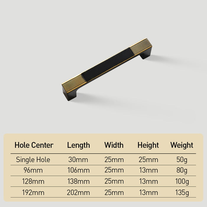 Square Textured Gold & Black Drawer Handles