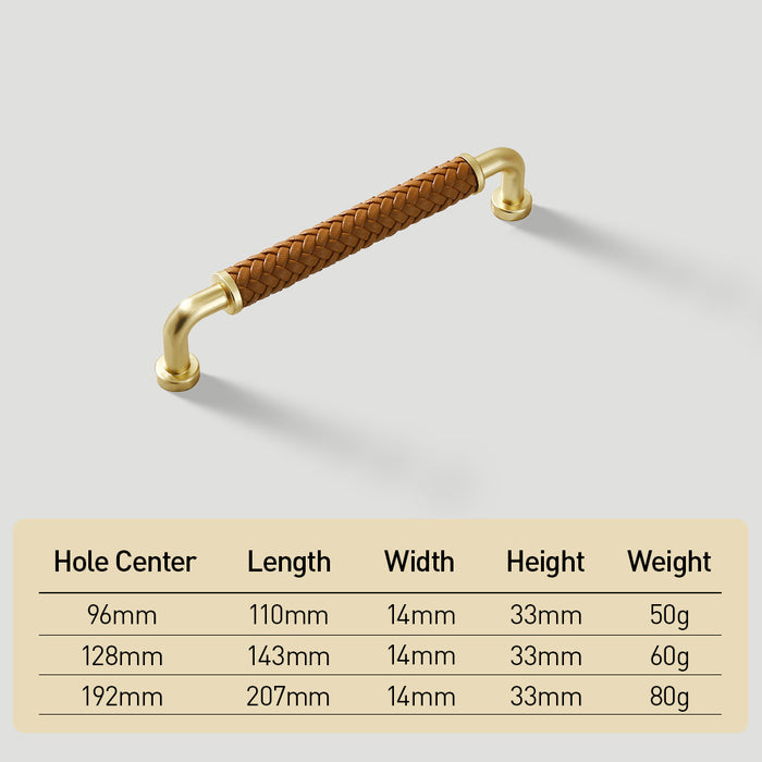 Modern Woven Leather Cabinet Pulls with Curved Zinc Alloy Base