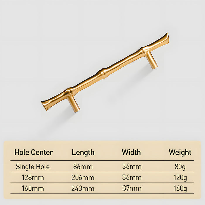 Bamboo Modern Brass Cabinet Handles