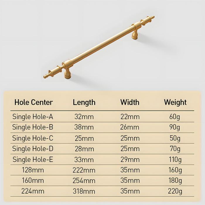 Gold Brass Wardrobe Door Handles