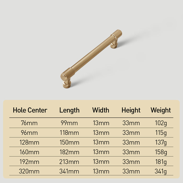 Modern Zinc Alloy Champagne Gold T Bar Cabinet Pulls