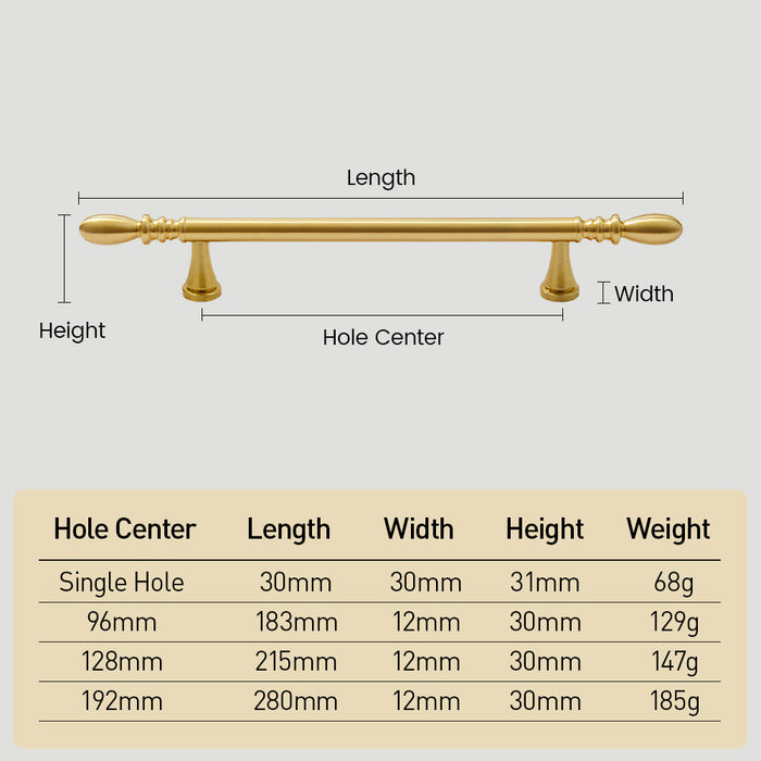 Modern Brass T-Bar Cabinet Handles