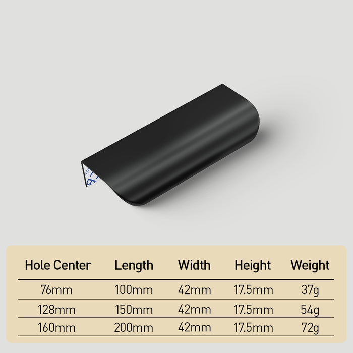 Black Adhesive Cabinet Drawer Finger Edge Pull