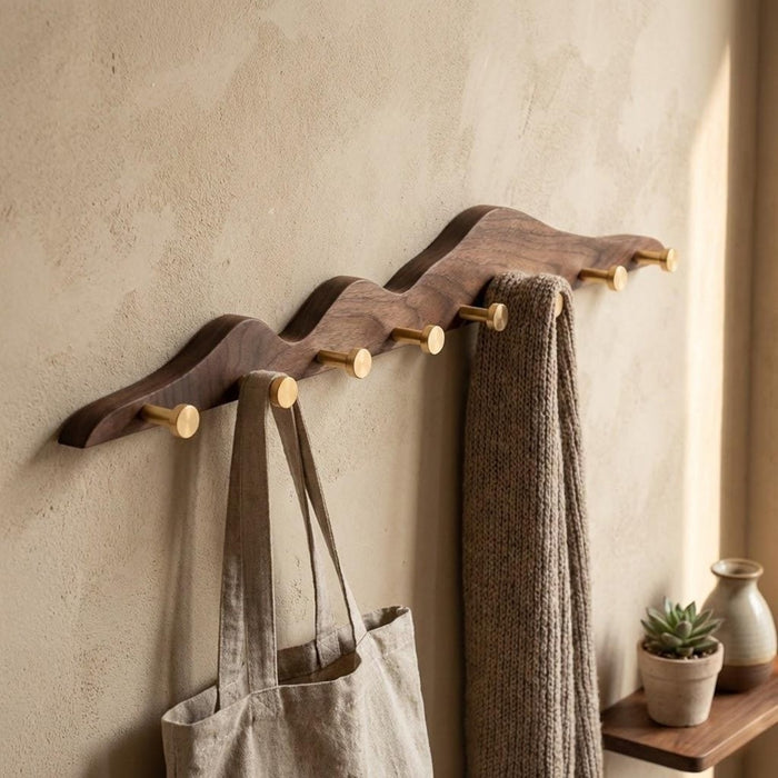 Decorative Mountain Shape Solid Wood Wall Mounted Wall Hooks