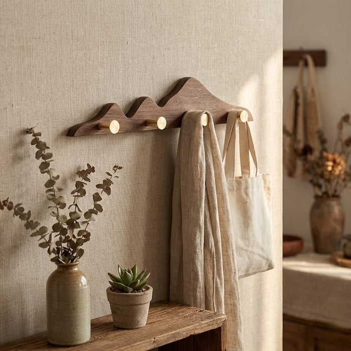 Decorative Mountain Shape Solid Wood Wall Mounted Wall Hooks