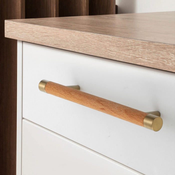 Wooden Brushed Brass Handles for Furniture Cabinet Cupboard Door