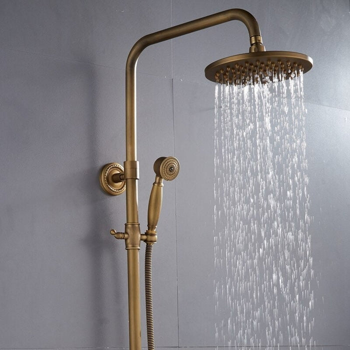Antique Adjustable Wall Mounted Brass Shower System