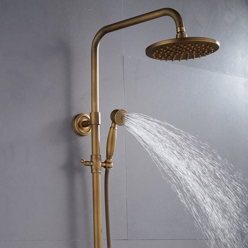 Goldenwarm Antique Brass Bathroom Shower Set Faucet Bath Shower Mixer ...
