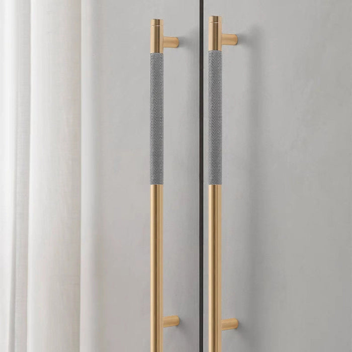 Modern Gold Knurled T-Bar Cabinet Handles