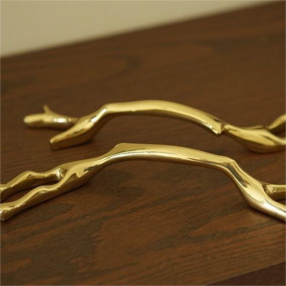 Shiny Gold Branches Cabinet Handles And Drawer Pulls