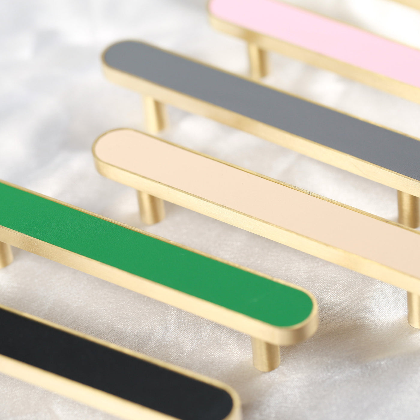 Goldenwarm Modern Cabinet Handles Leather Colorful Pulls Brass Kitchen ...