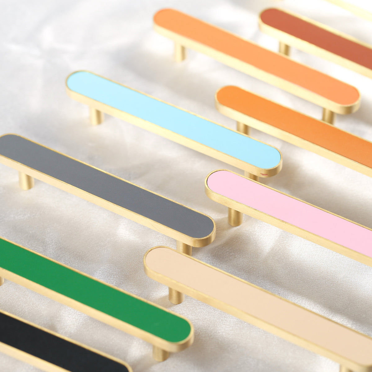 Goldenwarm Modern Cabinet Handles Leather Colorful Pulls Brass Kitchen ...