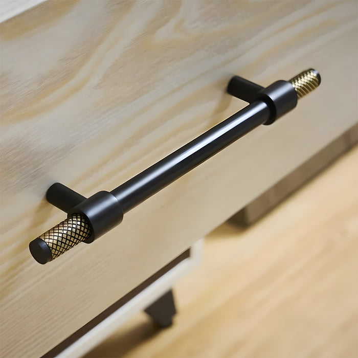 Solid Brass Knurled Kitchen T-Bar Cabinet Pulls