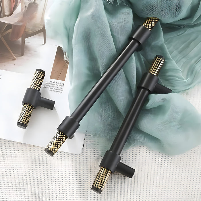 Solid Brass Knurled Kitchen T-Bar Cabinet Pulls