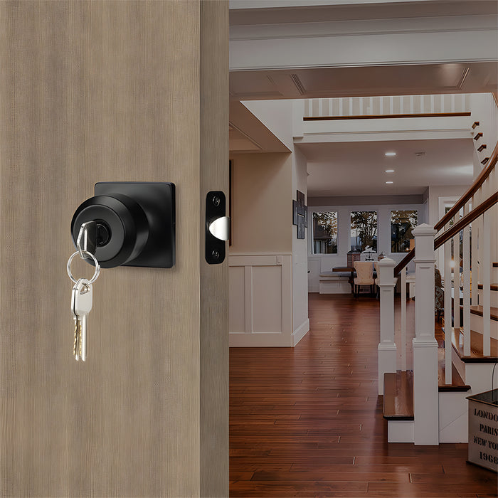 Exterior Entry Black Door Knob with Keys