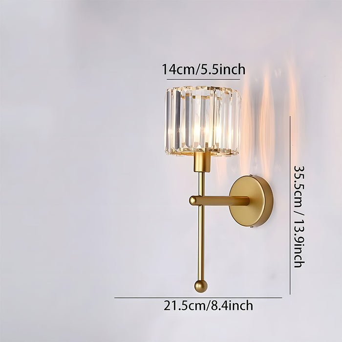Modern Gold Wall Sconce Lighting with Clear Ribbed Glass Shade