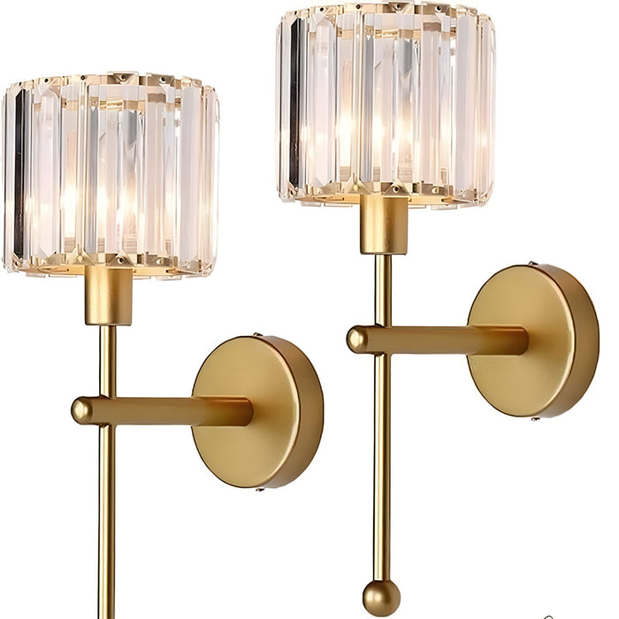 Modern Gold Wall Sconce Lighting with Clear Ribbed Glass Shade