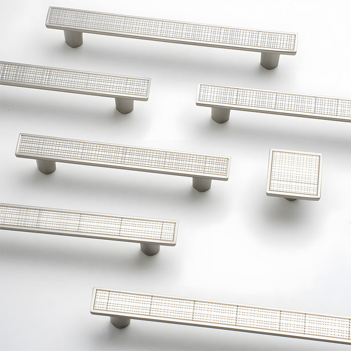 Modern Zinc Alloy Square Textured Grid Cabinet Pulls
